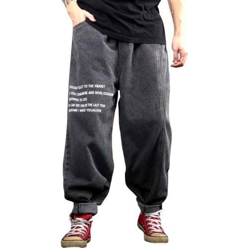 New Fashion Hiphop Harem Jeans Men Denim Pants Streetwear Jeans Loose Baggy Trousers Wide Leg Straight Warm Jeans Men Clothing