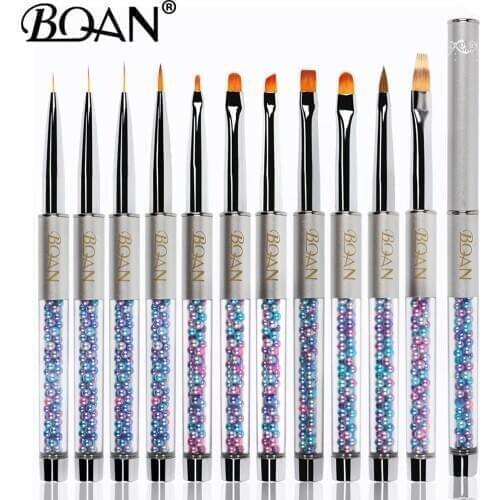 BQAN Nails UV Gel Brush Nail Art Liner Painting Gradient Brush Colored Peatl Handle Liner Drawing Pen Brush