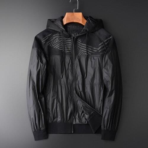 Classic Hooded Male Jackets Plus 4xl Luxury Inner Printed And Mesh Splice Mens Jackets And Coats Spring Slim Fit Man Jackets