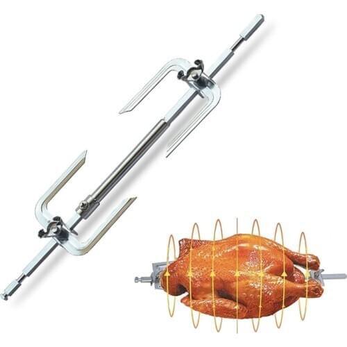 Stainless Steel Barbecue Fork Turkey Chicken Roaster Rack Spit Rotisserie Fork Branch For BBQ Grill Kitchen Oven Accessories Set