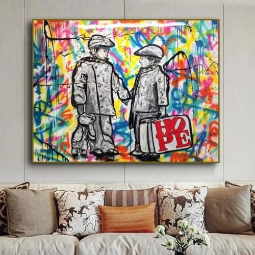 Colorful Pop Street Art Banksy Graffiti Canvas Prints Posters Oil Painting Wall Pictures for Living Room Home Cuadros Decor