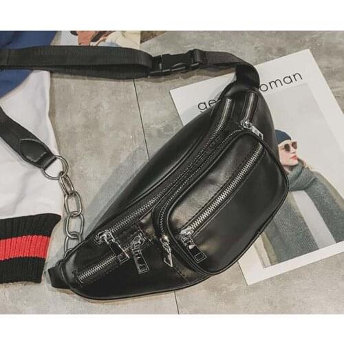 Hot Sale Free Shipping New Style Womens Fashion Leather Waist Bags Chains Shoulder bag Casual Crossbody Chest Purse