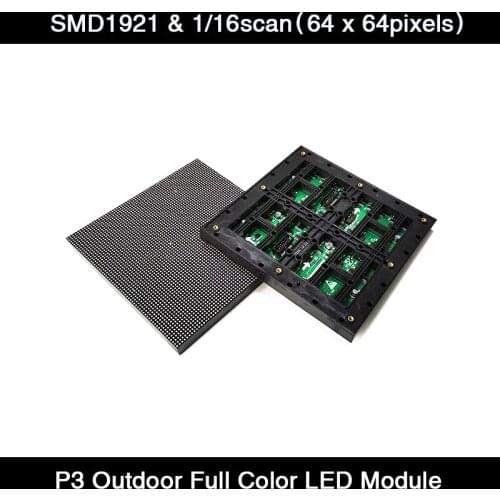 Outdoor RGB HD P3 LED Module Video Wall 192x192mm 1/16 Scan LED Display Screen 64x64Pixel Full Color LED Panel
