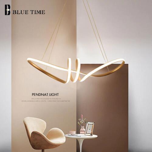 Fashion Hanging Lamp LED Pendant Lights For Living Room Bedroom Dining Room Study Room Bow Shape Golden Body LED Pendant Lamps