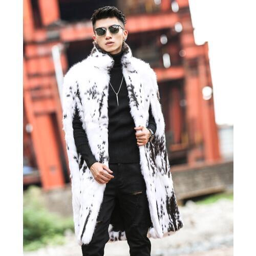 Mens Long Style Rabbit Fur Vest Mens Fur Coat Mens Winter Cape