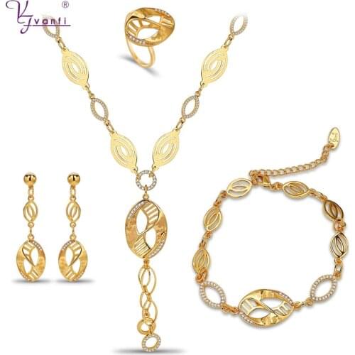 Kfvanfi Oval Zirconia Stone Gold Silver Color Jewelry Sets Bridal Wedding Jewellery
