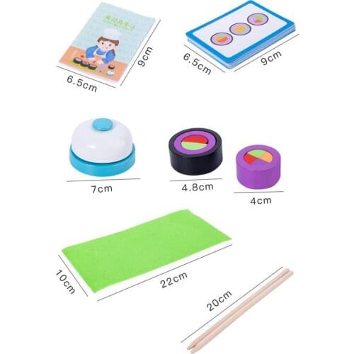 Educational Sushi Toy Set Simulated Funny Wooden Pretend Play Sushi Toys Grasp Training Interactive Bauble Parent Child Game