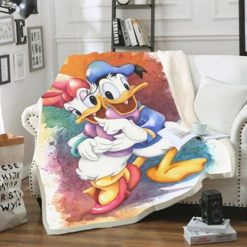 Disney Color Donald Duck Daisy Couple Cartoon Blanket Warm Soft Comfort Blanket Adult Children Sofa Bedding Home Textiles