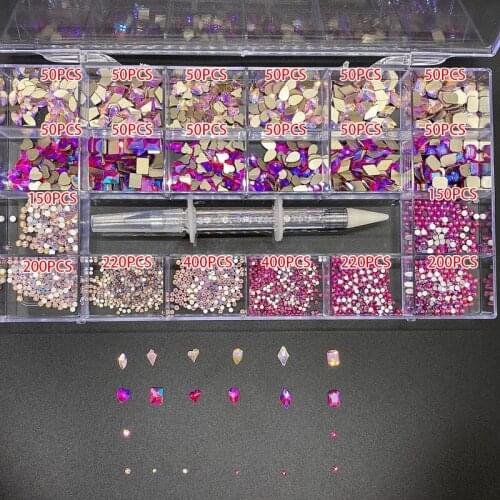Wholesale Crystal AB Nail Art Fancy Rhinestones Kit Flatback Glass Non Hot Fix Nail Rhinestones For Crafts Decoration