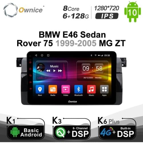 Ownice 6G+128G PX6 DSP Android 10.0 Car DVD Player For BMW E46 Sedan Rover 75 1999 - 2005 MG ZT 1280*720 GPS Navigation 4G LTE