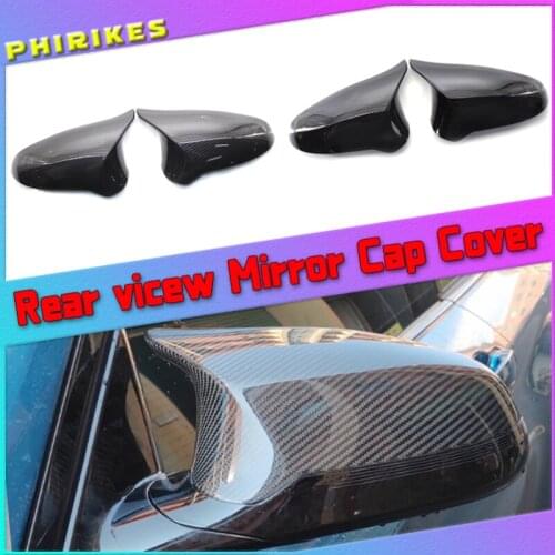 A Pair Carbon Fiber Car Door Rear View Side Mirror Cover Rearview Mirror Cap Replacement For BMW F80 M3 F82 M4 2015-2018