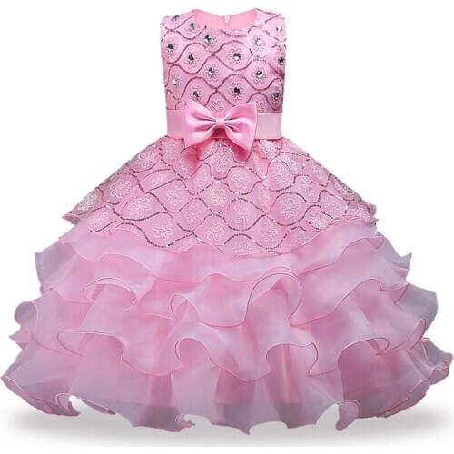 Flower Girls dresses for Wedding Party Baby Girls Sleeveless Big Bow Princess Dress Children Party Vestidos New Year clothes