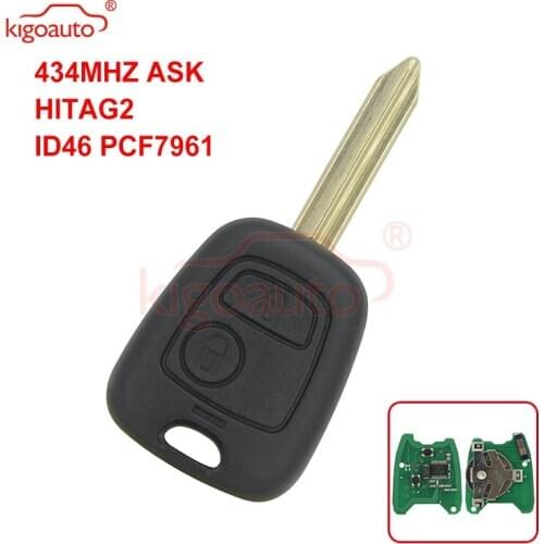 Kigoauto Remote key 2 button SX9 blade 434Mhz ASK HITAG2 ID46 PCF7961 for Citroen Saxo Berlingo Xsara Picasso car remote key