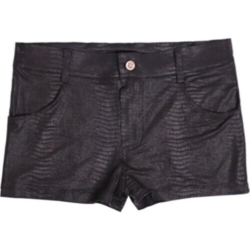 Sexy Men Plus Size U Convex Pouch Short Crocodile Pattern Sexy Short Faux Leather Cool Male Fashion Short Stage Wear Gay Wear F3