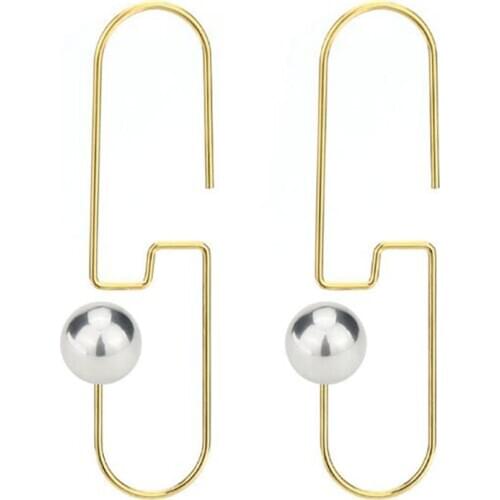 2019 Gold Color Pearl Stud Earrings For Women Men Stainless Steel Punk Geometric Stud Earrings Fashion Jewelry Gifts wholesale