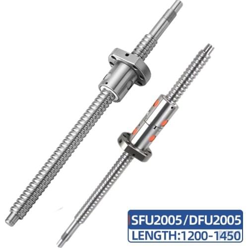 1pc SFU2005/DFU2005 Ballscrew -1200/1250/1300/1350/1400/1450mm end machined with nut +end machined for CNC Router