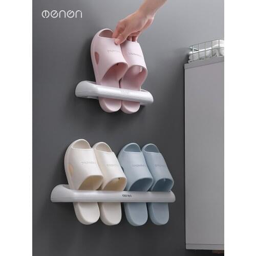 Bathroom slipper rack wall mounted toilet shoes storage artifact toilet non perforated shoe rack toilet storage rack