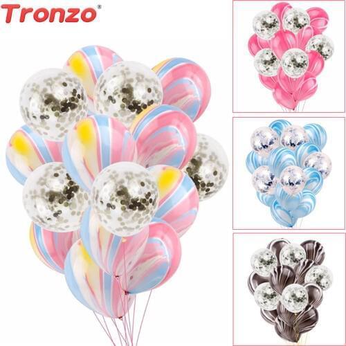 Tronzo Wedding Silver Confetti Balloon Birthday Party Baby Shower Favors 15pcs Agate Silver Confetti Balloons Wedding Decoration
