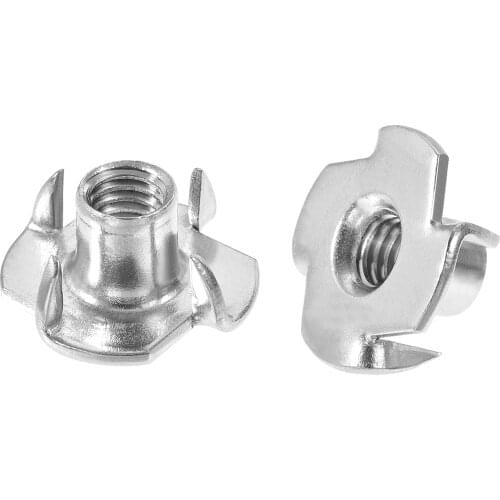 Uxcell M6 Tee Nut 4 Pronged T-Nut for Table Legs Woodwork Holds Wood Cabinetry 10pcs