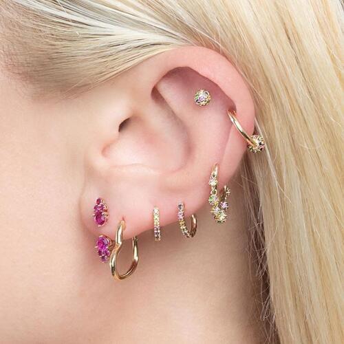 2019 Gold color rainbow disco ball charm earring for women lady colorful Small mini hoops floating ball elegance fashion jewelry