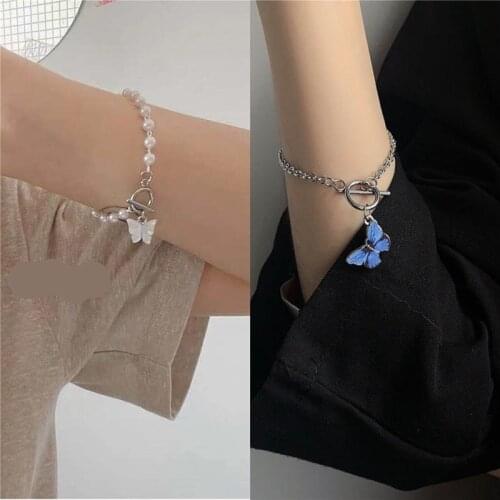 Butterfly Pearl Women Bracelet Female Ins Wild Non-Fading Fashion Sexy Girlfriend Birthday Gift Bracelet Female School Bracelet