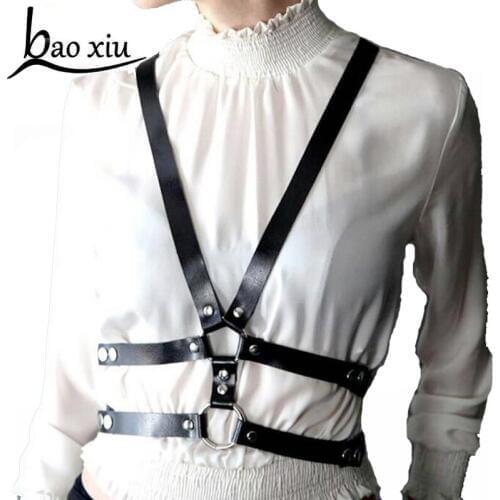 Women Luxury Leather Harness Belt Body Bondage Adjustable Cage Bra Harajuku Gothic Dance Party Club Party Suspenders Straps