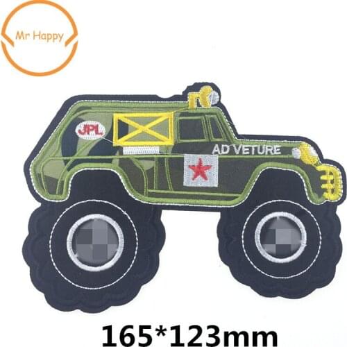 1pcs cool ArmyGreen BIG SUV CAR Patch Iron On Patches Repair For Clothes Denim Stickers Clothing Accessories