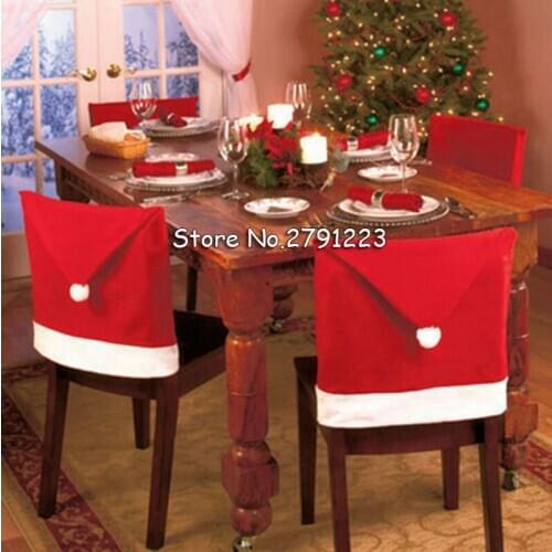 6pcs/lot christmas Chair Covers Santa Clause Red Hat for Dinner Decor home decorations ornaments Supplies wholesale XMas18
