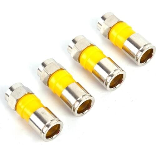 10pcs Yellow RG6 F Type Compression 2.8cm Quality Snap Seal Plug Connector