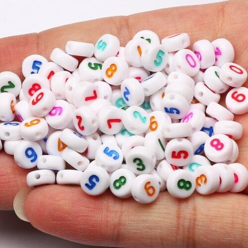 100-500pcs/lot White Mixed 4x7mm Round Color Digital Acrylic Spacer Beads For Jewelry Making DIY Necklace Bracelet Accessories