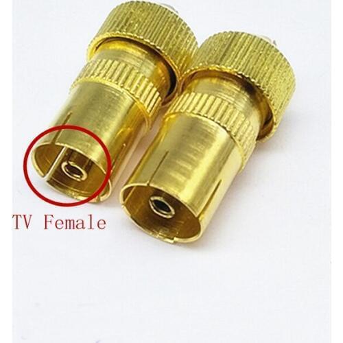 100pcs New RF Antenna CATV TV FM Coax Cable PAL TV Female Jack Connector Adapter Gold plated