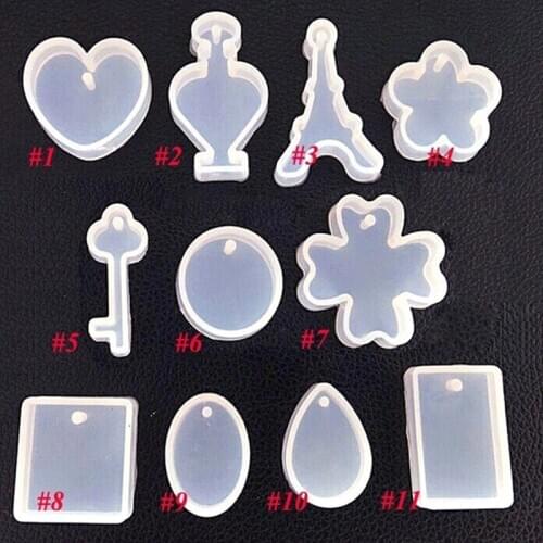 11pcs DIY Transparent Silicone Pendant Molds Jewelry Making Tools Silicone Craft -MX8
