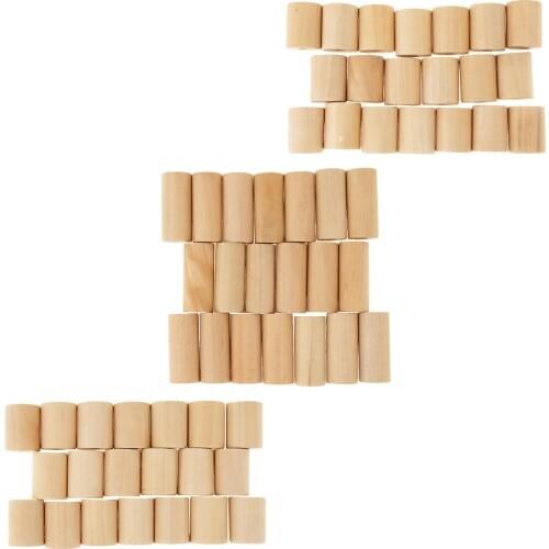 20Pcs Natural Wooden Wood Cylinder Block Toy 20mm Diameter Craft Supplies