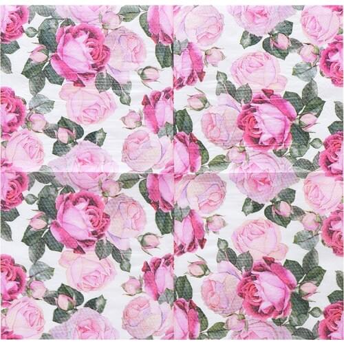 20 vintage napkins paper red pink rose tissue printed flower decoupage wedding party hotel decor serviettes handkerchief towel