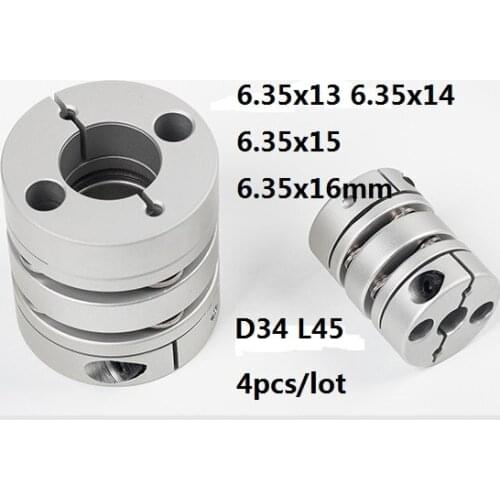 6.35x13 6.35x14 6.35x15 6.35x16mm Double diaphragm Disc coupling coupler screw rod servo motor encoder shaft coupling D34 L45