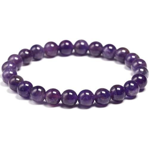 Natural Amethyst Bracelet Women Couple Natural Stone Bracelet Purple Quartz Bracelets 6 8 10mm Bead Bangles Jewelry Gifts