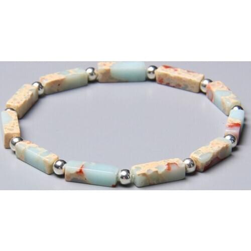 Natural Stone Bracelet Rectangular Scattered bead fashion charm Tiger eye Stones Rhodochrosite Bracelet for Jewelry Gifts DIY