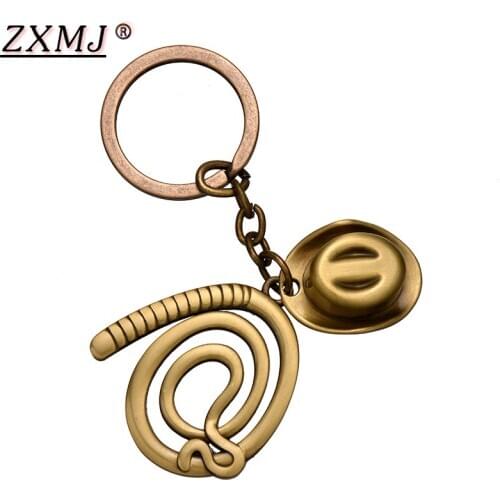 ZXMJ Indiana Jones Keychain keyring Hat & Whip Hot Movie Raiders of The Lost Ark Alloy Cowboy Keychain Chaveiro Jewelry For Fans