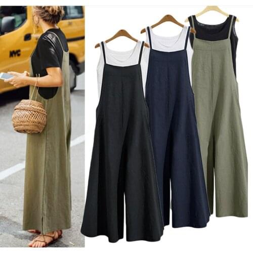 Womens Fast Selling Amazon European and American Style Casual Strap Wide Leg Pants Loose Slimming Fashion