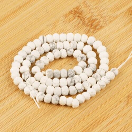 Bulk 4-6mm Howlite Faceted Flat White Turquoises Beads Natural Stone Round Loose for Jewelry Making Accessories Bracelet DIY