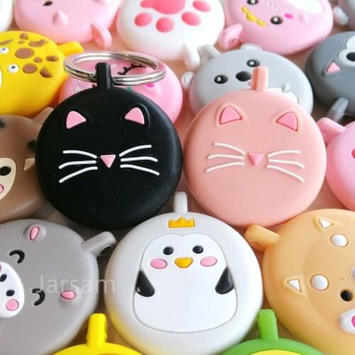 For AirTag Case Cute Cartoon Dog cat Soft Silicone Case For AirTags Cover Tracker Dog Keychain