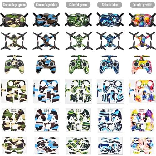 For DJI FPV Sticker Colorful PVC Skin Waterproof for DJI FPV Drone Goggles V2 Remote Controller Stickers Set Accessories