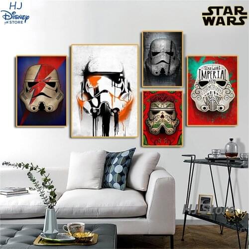 Home Mural Decorative Marvel Moive Star Wars Printing Creative Helmet Poster And Prints Picture for Living Room Wall Decoration