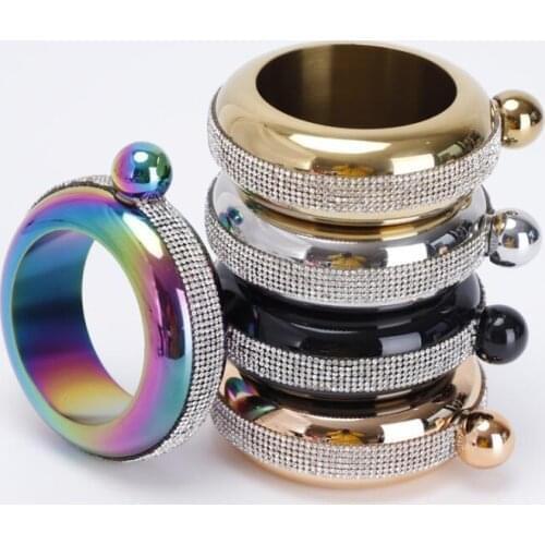 3.5oz 304 stainless steel with diamond bracelet hip flask, ladies round electroplated white wine bottle bracelet hip flask