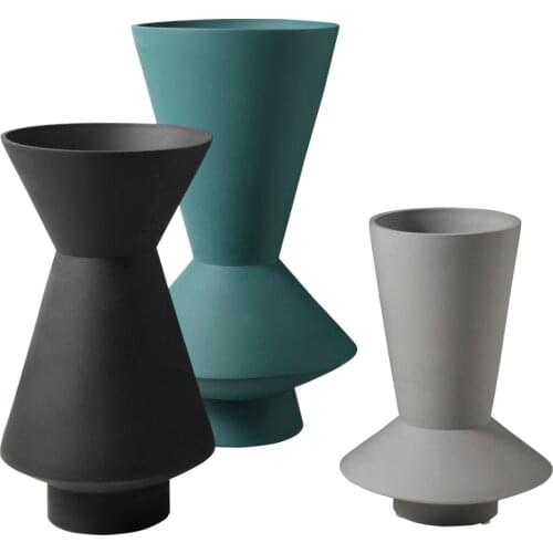 Ceramic Vase Geometric Round Flower Vase Flower Arrangement Hydroponic Living Room Furnishings Home Decoration