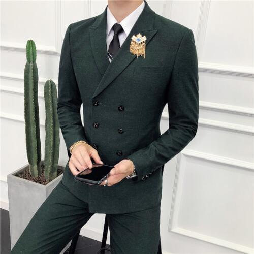 Jackets + Pants ) Mens Boutique High-end Fashion Double-breasted Formal Business Suits Two-piece / Wedding Dress Suits Blazers