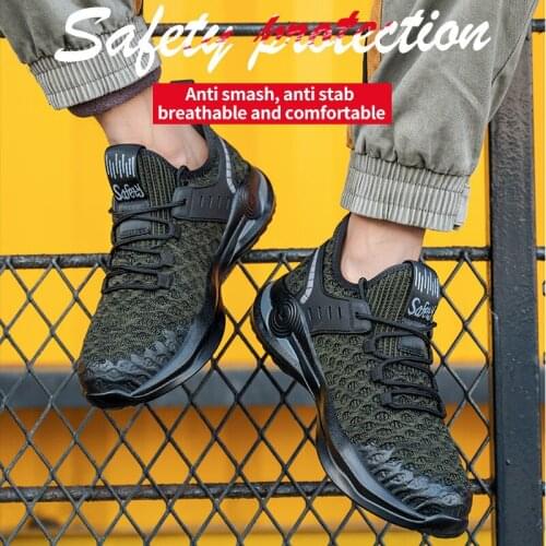 Safety Shoes Men Footwear Steel Toe Puncture Proof Safe Working Sneakers Breathable Mesh Casual Shoes Men Work Boots Size 37-50