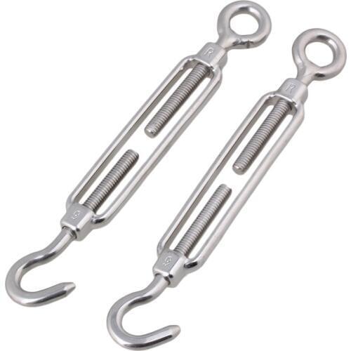 M6 Adjust Chain Rigging Hook & Eye Turnbuckle 304 Stainless Steel Pack of 2
