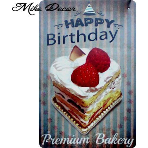 [ Mike86 ] Cake Birthday Metal Poster Decor Retro Wall Craft Tin Sign 20*30 CM Mix Items AA-930