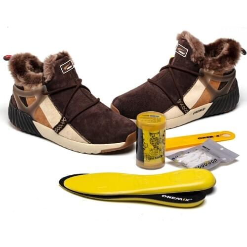 ONEMIX Men Winter Boots With Fur Warm Snow Boot Women Sport Shoes Trekking Sneakers Boots Anti-Slippery Walking Running Shoes